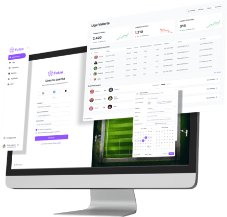 Panel de administración de liga en Futzo mostrando calendario y equipos